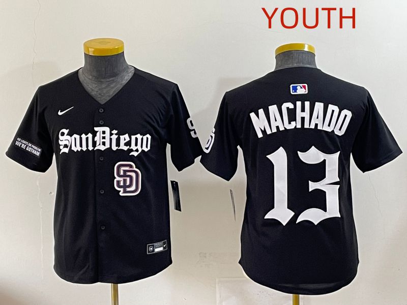 Youth 2025 San Diego Padres #13 Machado Black Five generations Joint Name Nike MLB Jersey style 7